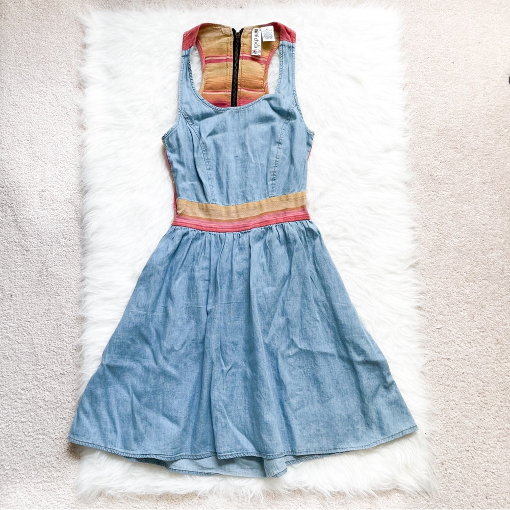 Mimi Chica Chambray Back Cutout Fit & Flare Dress - Size XS